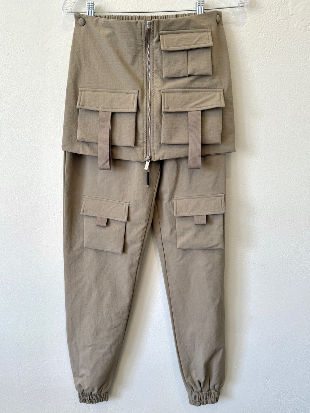 Maniere De Voir Size 8 Cargo Jogger Beige Pants Detachable Utility Skirt